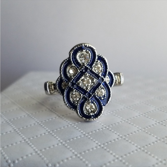 Swarovski Elements Blue Vintage Look Ring NEW - Picture 7 of 12
